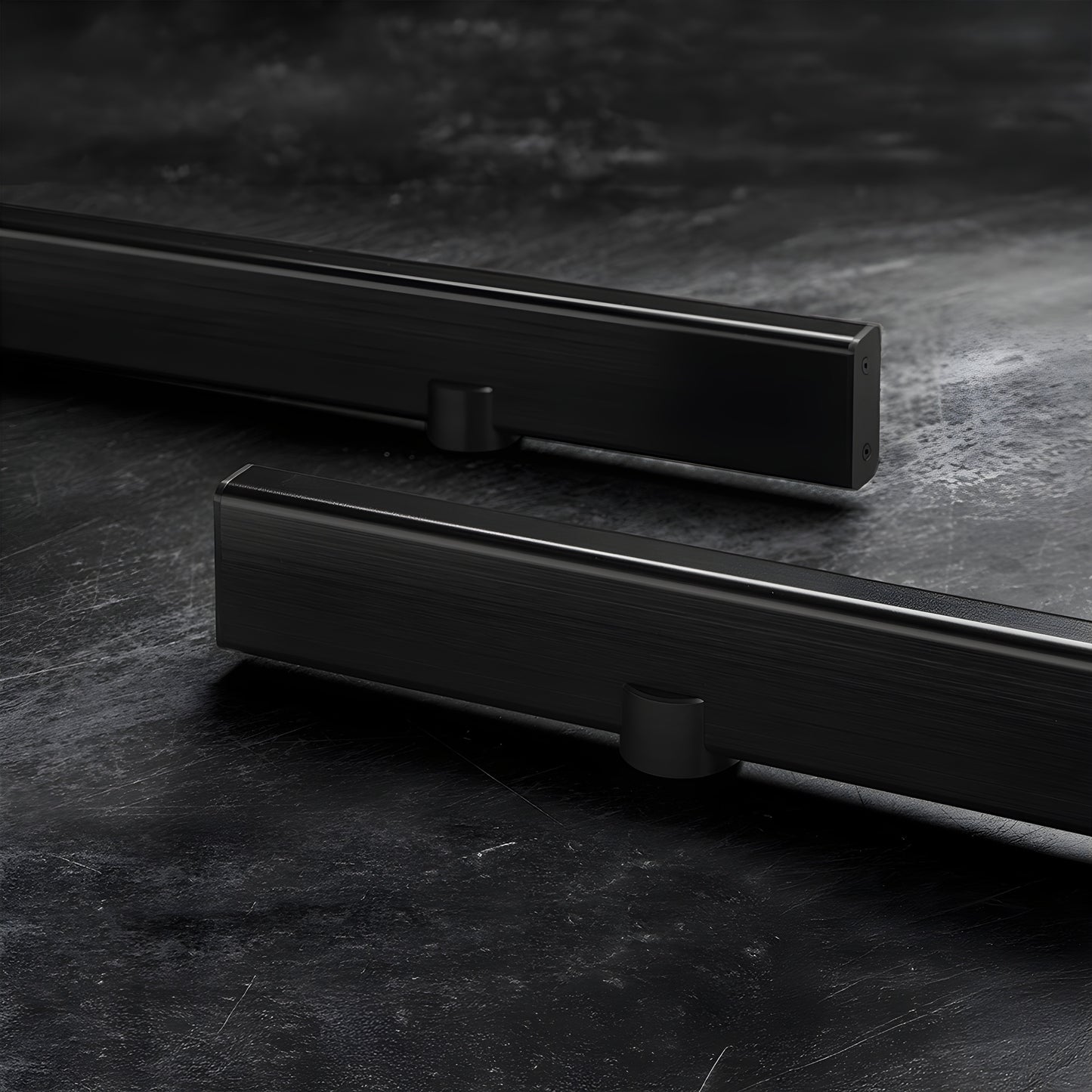 Black stainless double-sided flush-mount 24" door pull for glass doors - SKU LAT34FLP24BLS