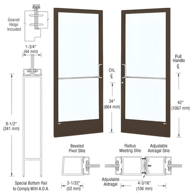 CRL-U.S. Series 250 Geared Hinge Pair, Narrow Stile, ADA Bottom Rail