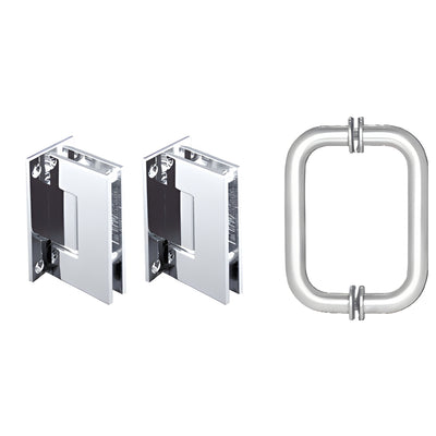 CRL Polished Chrome Geneva Shower Pull and Hinge Set
