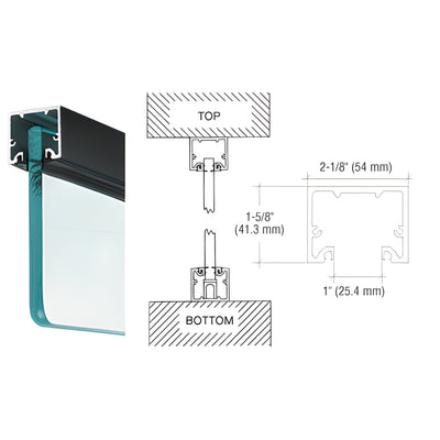 CRL Matte Black Wide U-Channel for 3/4" Glass, Top-Load Gasket 240"