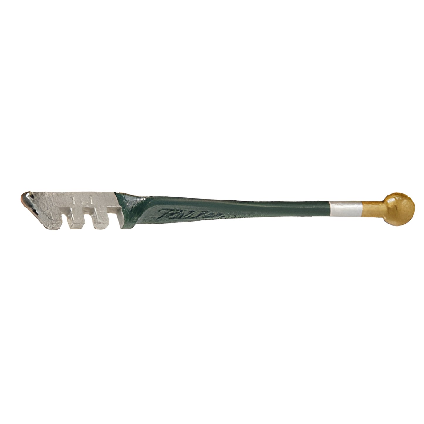 Carbide replacement glass cutter wheel handle (SKU CAB) - green shaft, gold ball-end, silver notched cutting head