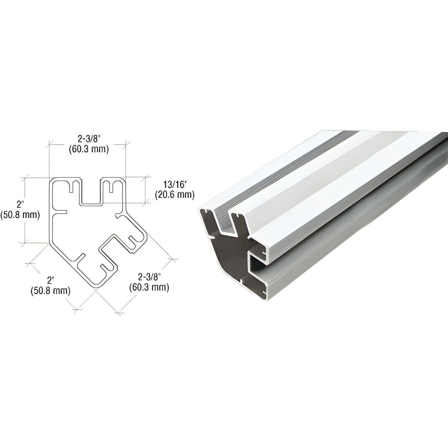 SP572S aluminum 135 rectangular windscreen post, silver metallic finish, 72in length, corrosion-resistant profile.