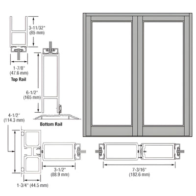 CRL-U.S. Aluminum Clear Anodized Center-Hung Entrance Door Pair 800
