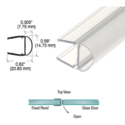 CRL 3/8 in Translucent Vinyl Bulb Seal for Glass Doors
