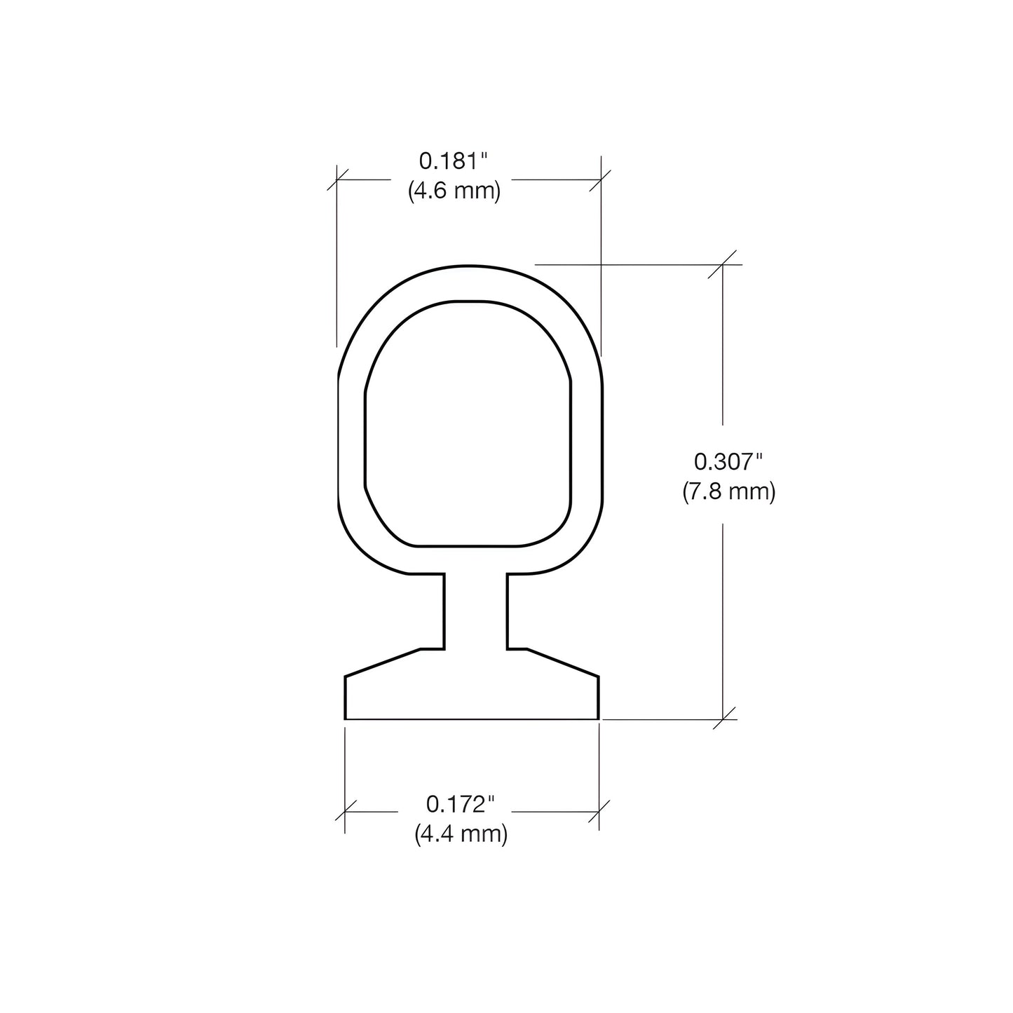 Gray CRL vinyl bulb threshold seal, SKU 46VVM, 0.307 in H 0.181 in W - fits CRL panic-type aluminum thresholds