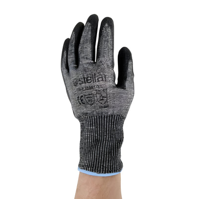 Stellar Black PU Coated Gloves, Cut Level 6, Sz 09 (Large) - 12 Pr / Bag
