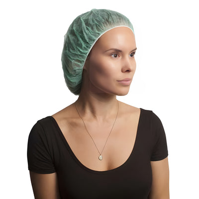 Stellar Bouffant Caps, Green, 21" -100 Caps / Bag