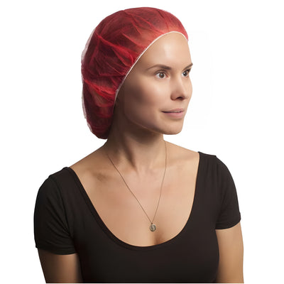 Stellar Bouffant Caps, Red, 24" -100 Caps / Bag