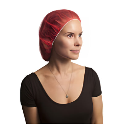 Stellar Bouffant Caps, Red, 28"-100 Caps / Bag