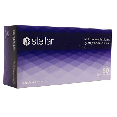 Stellar Deluxe Blue Nitrile Gloves, Large-50/Box