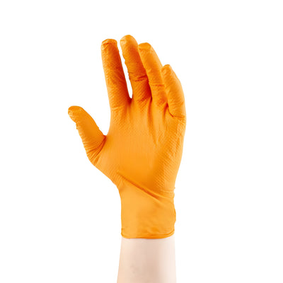 Stellar Deluxe Orange Diamond Grip Gloves, Large -100/ Box