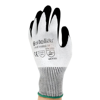 Stellar Grey Nitrile Coated Gloves, Cut Level 4, Sz 08 (Medium)- 12 Pr / Bag