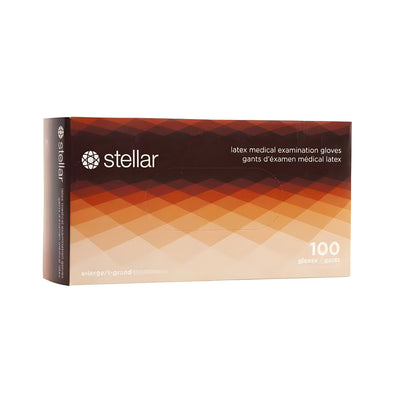 Stellar Latex Exam Gloves, PF, Small -100/ Box