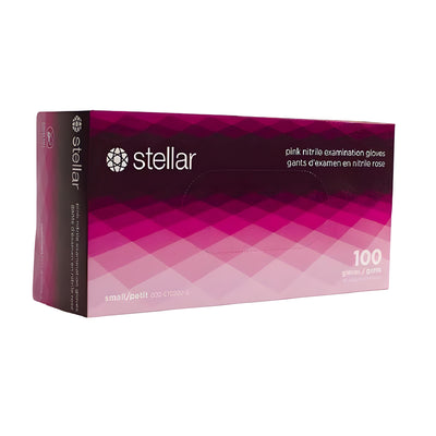 Stellar Nitrile Gloves, Pink, PF, Medium -100/ Box