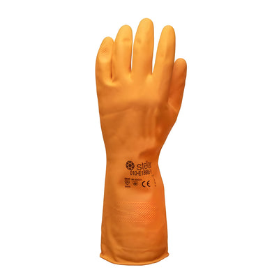 Stellar Orange Flock Lined Latex Gloves - X-Large