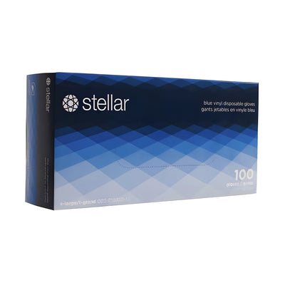 Stellar Vinyl Gloves, PF, Blue, Medium -100/ Box