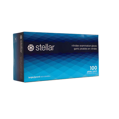Stellar Vitridex Gloves, Blue, PF, Large -100/ Box