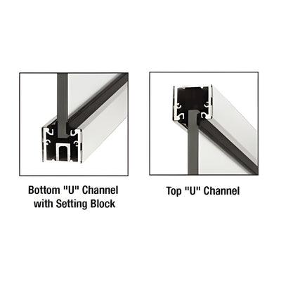 CRL Satin Anodized Custom-Length Glass U-Channel with Top-Load Gasket