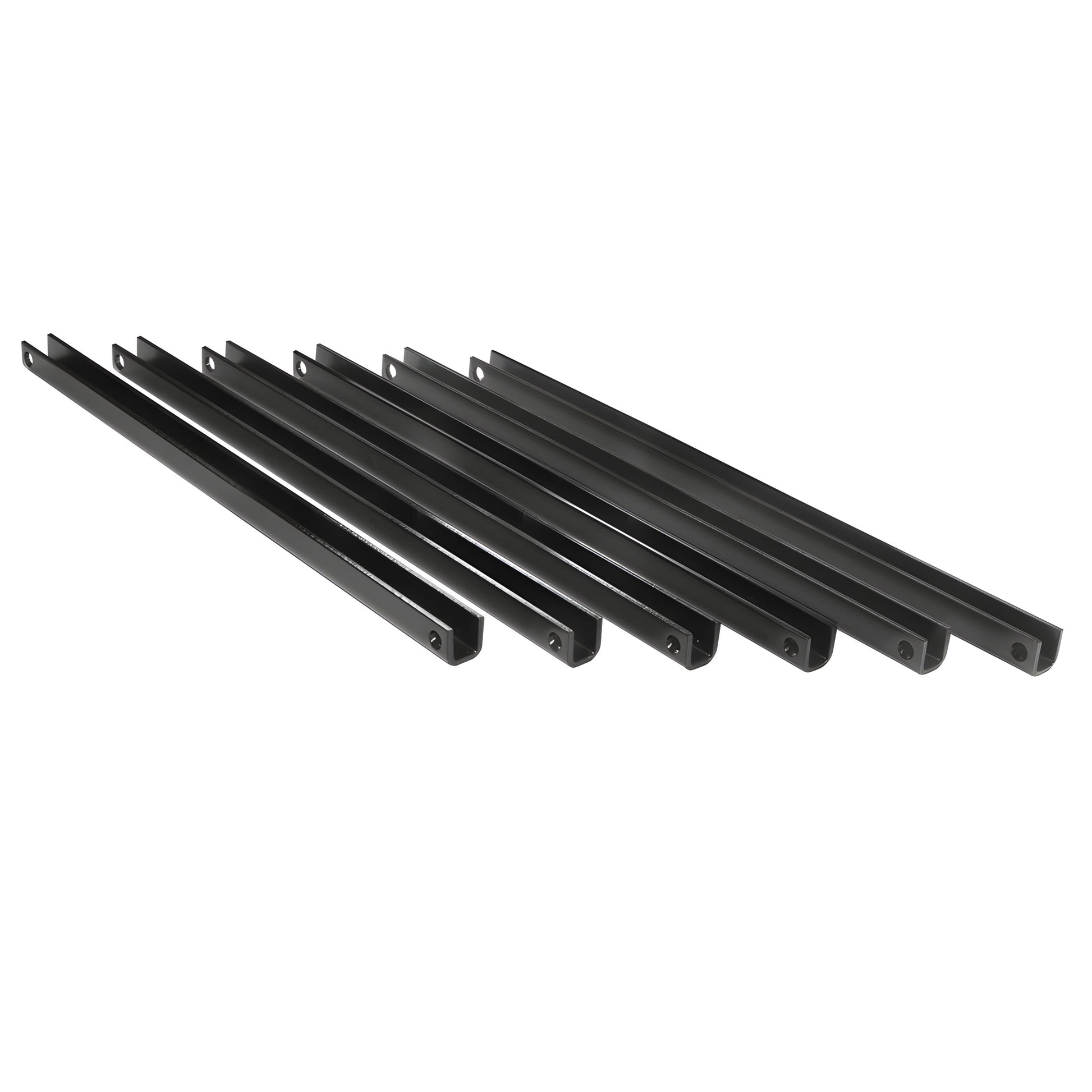 PST3 matte black zinc-plated steel stanchions (set of 6) for windscreens-long U-channel mounts with end holes