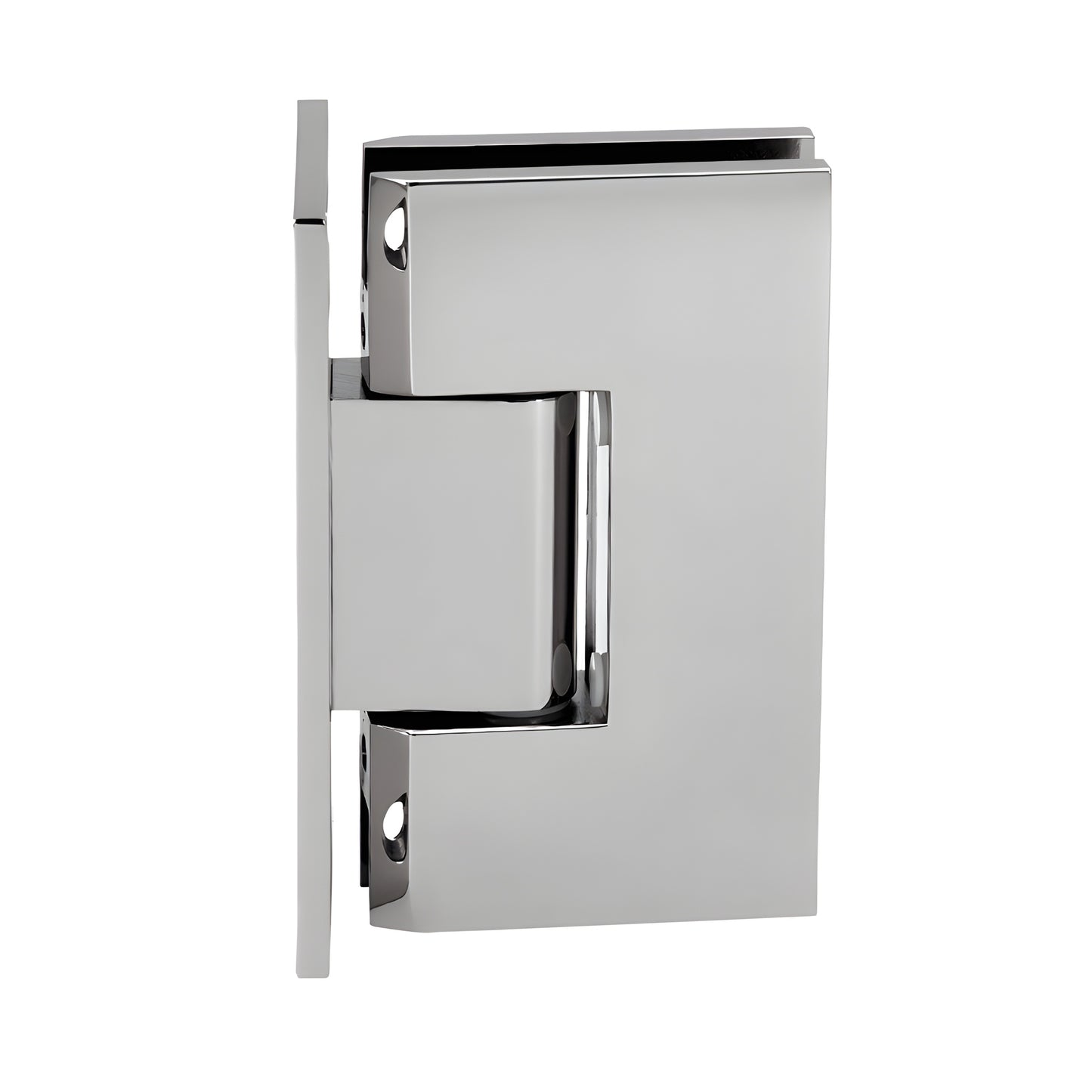 Polished nickel Vienna adjustable shower door hinge with full back plate for 1/2" tempered glass
