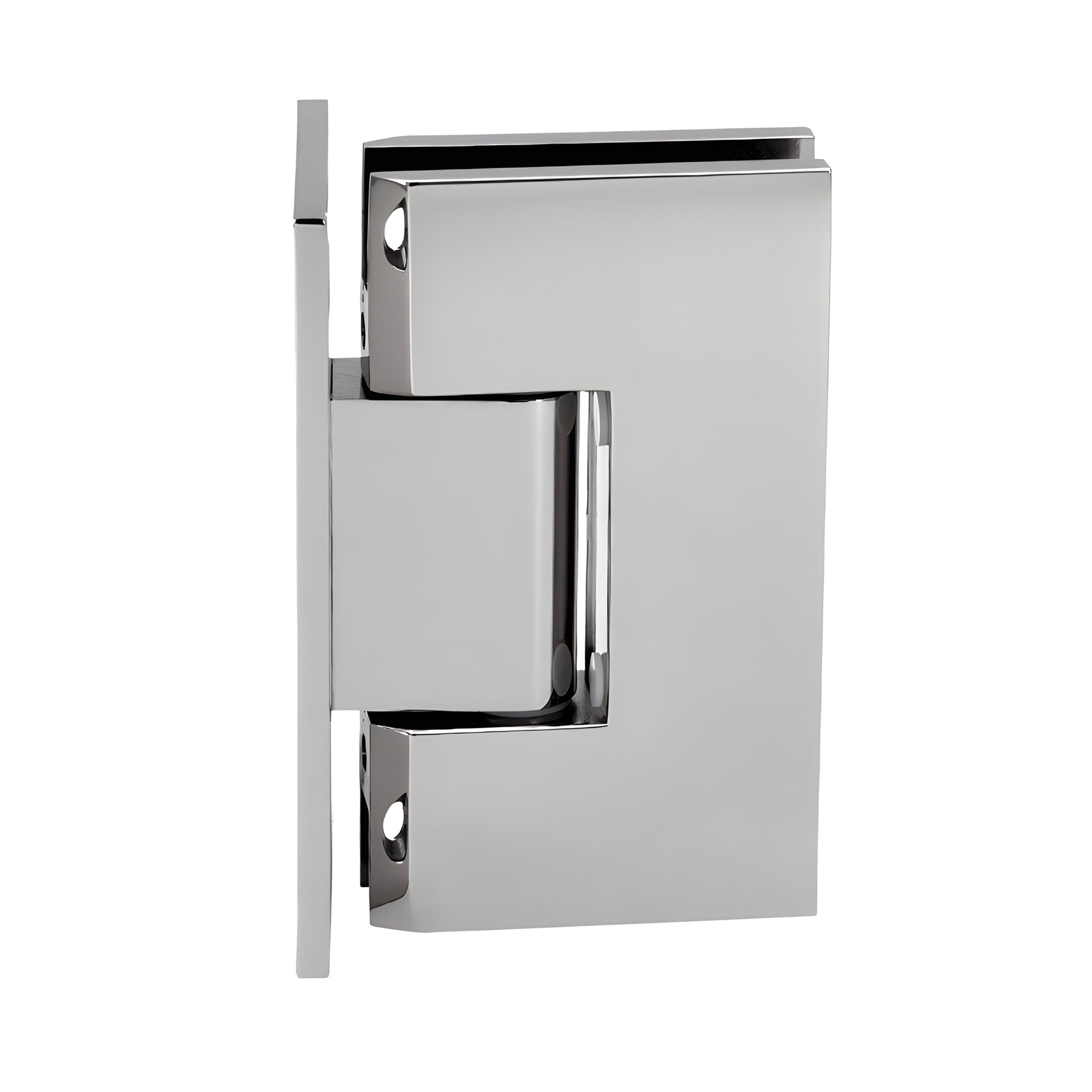 Polished nickel solid brass Vienna glass shower hinge (V1E537PN), squared wall mount pivot for 3/8-1/2" glass