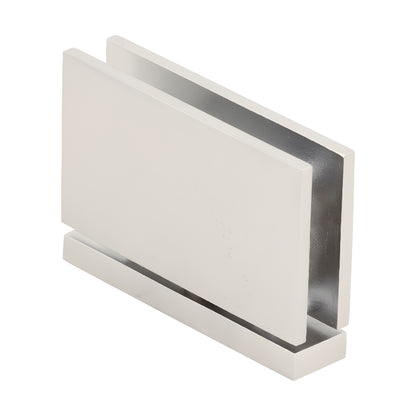 CAR01SN satin nickel squared brass pivot hinge for 8-10mm glass shower door, top-and-bottom mount, self-centering.