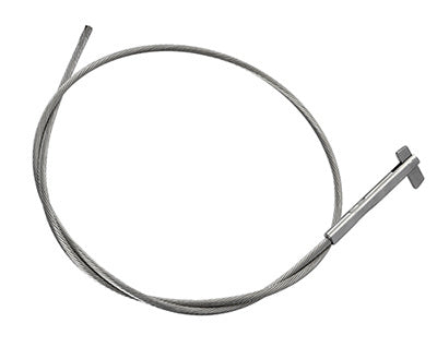 A coiled 1/8-inch 316 stainless steel cable with a pre-attached metal fitting at one end.