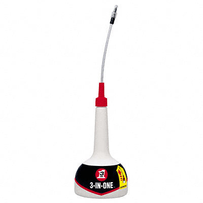 A 4 oz. bottle of 3-IN-ONE oil featuring a long, thin precision applicator nozzle for targeted lubrication.