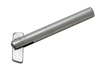 A mill finish 316 stainless steel flip toggle hardware component for 1/8 inch cable.