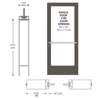 CRL-U.S. Aluminum White KYNAR® Paint 400 Series Medium Stile (RHR) HRSO Single 3'0 x 7'0 Center Hung for OHCC w/Standard Push Bars Complete ADA Door(s) with Lock Indicator, Cyl Guard