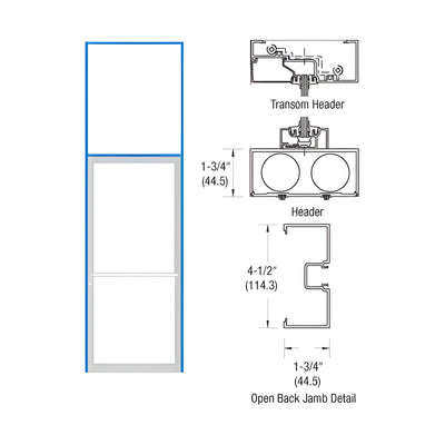 CRL-U.S. Aluminum White KYNAR® Paint 1-3/4" x 4-1/2" 450 Series Transom Single Door Frame