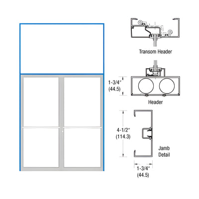CRL-U.S. Aluminum Bronze Black Anodized 75-1/2" x 129" Blank 450 Transom Double Door Frame