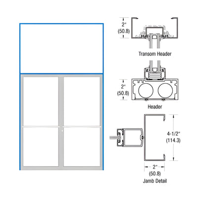 CRL-U.S. Aluminum Dark Bronze/Black Anodized Class 1 Custom Size Blank 451 Transom Double Door Frame