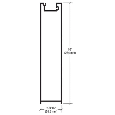 CRL-U.S. Aluminum White KYNAR® Paint 10" A.D.A. Bottom Rail for 9/16" Glass - 12'-2"