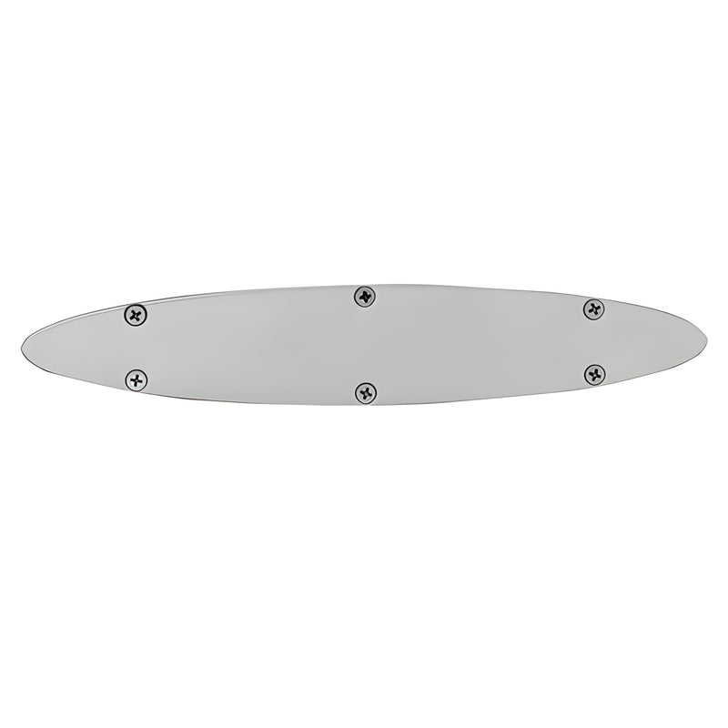 An oval-shaped Airfoil end cap with a clear anodize finish and five visible mounting screws.