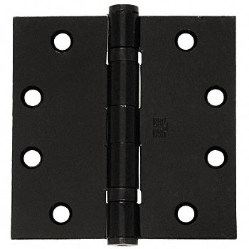 A flat view of an antique oiled bronze commercial ball bearing hinge with a removable pin and 0.134 gauge thickness.