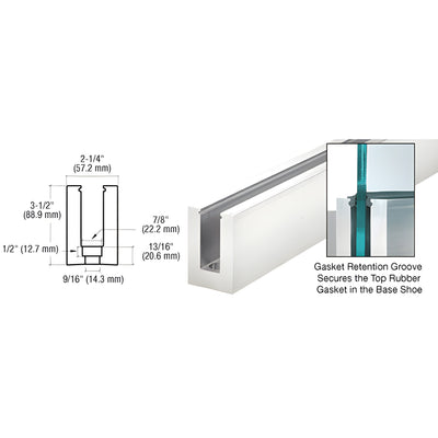 CRL 240" B5L Series Low Profile Square Aluminum Base Shoe Drilled for 1/2" to 5/8" Glass
