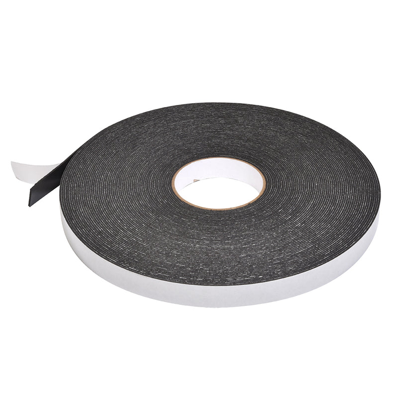 A single roll of black 3/4-inch wide foam mounting tape with a white release liner.