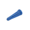 A single blue plastic diamond anchor shown from a side angle.