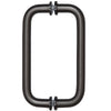 A front-facing view of the Oil Rubbed Bronze tubular back-to-back pull handle.