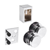 A set of polished stainless steel replacement rollers, a wall bracket, and a door stopper for the Brixen sliding shower door system.