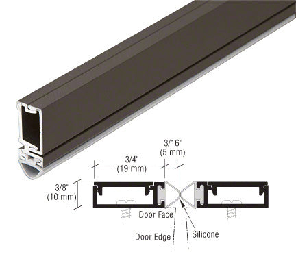 A bronze anodized split astragal with a silicone bulb seal shown with a technical cross-section diagram.
