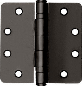 A bronze-finished standard weight butt hinge featuring a non-removable pin and 1/4" radius corners.