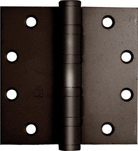 A bronze-finished heavy weight ball bearing template butt hinge with a removable pin and eight screw holes.