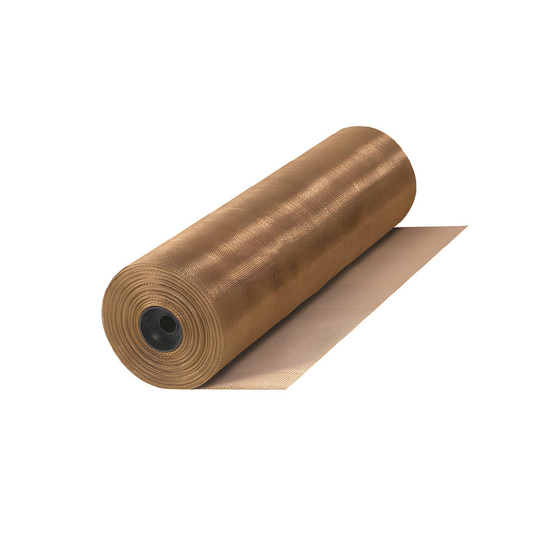 A full 50-foot roll of bronze screen wire mesh shown on a white background.