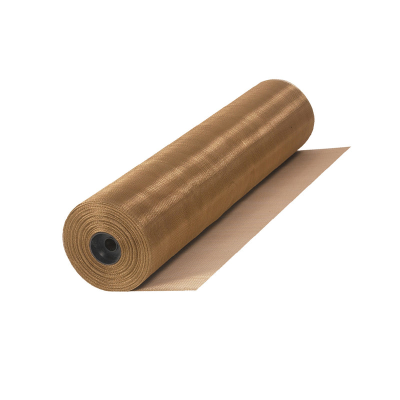 A full roll of bronze-colored screen wire mesh shown on a white background.