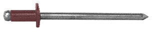 A single brown aluminum rivet with a mandrel shown against a white background.