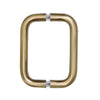 A front-facing view of the brushed bronze solid brass back-to-back pull handle.
