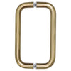 A front-facing view of the brushed bronze back-to-back solid brass pull handle.