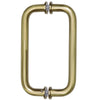A front-facing view of the brushed bronze tubular back-to-back pull handle.